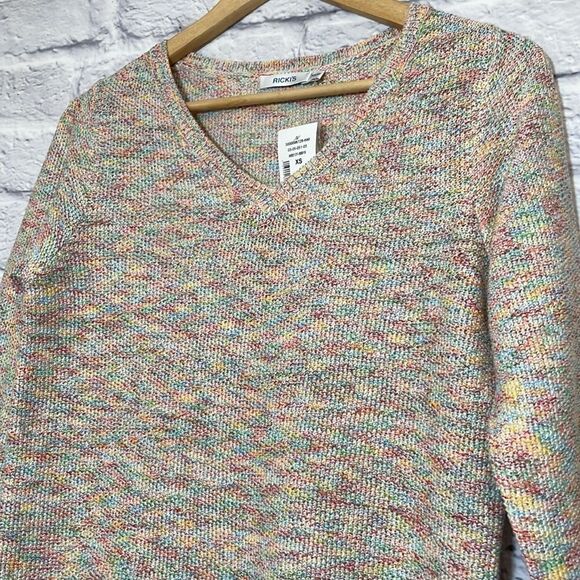 Ricki's V-Neck Curved Hem Pullover Sweater Space Dye Color Size Extra Small - Picture 3 of 15